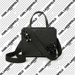 Karl Lagerfeld Paris | Signature 3D Flower Appliqué Tote + Webbed Strap